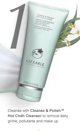1. Cleanse with Cleanse & Polish™ Hot Cloth Cleanser to remove daily grime, pollutants and make up. 